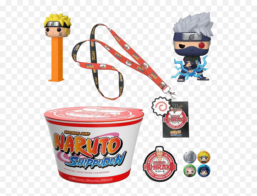 Funko Box Naruto Ramen Box With Kakashi Lightning Blade With Gamestop Sticker Pop Vinyl Emoji,Naruto Shippuden Logo