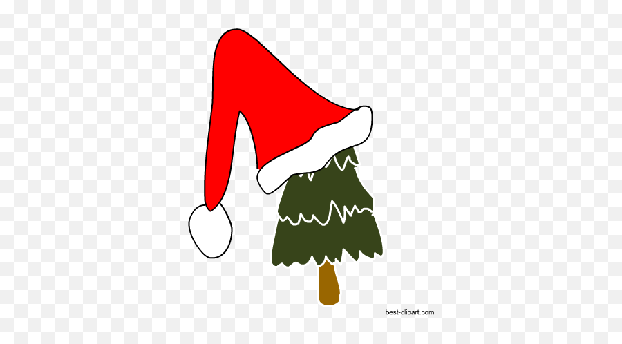 Free Christmas Clip Art Santa - Christmas Tree Clip Art With Santa Hat Emoji,Santa Hat Clipart