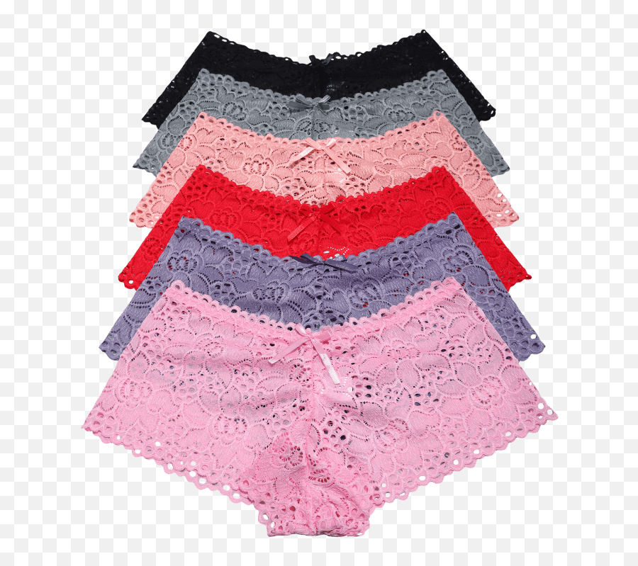 6 - Pack Angelina Lace Cheeky Boxer Panties Emoji,Pink Logo Panty