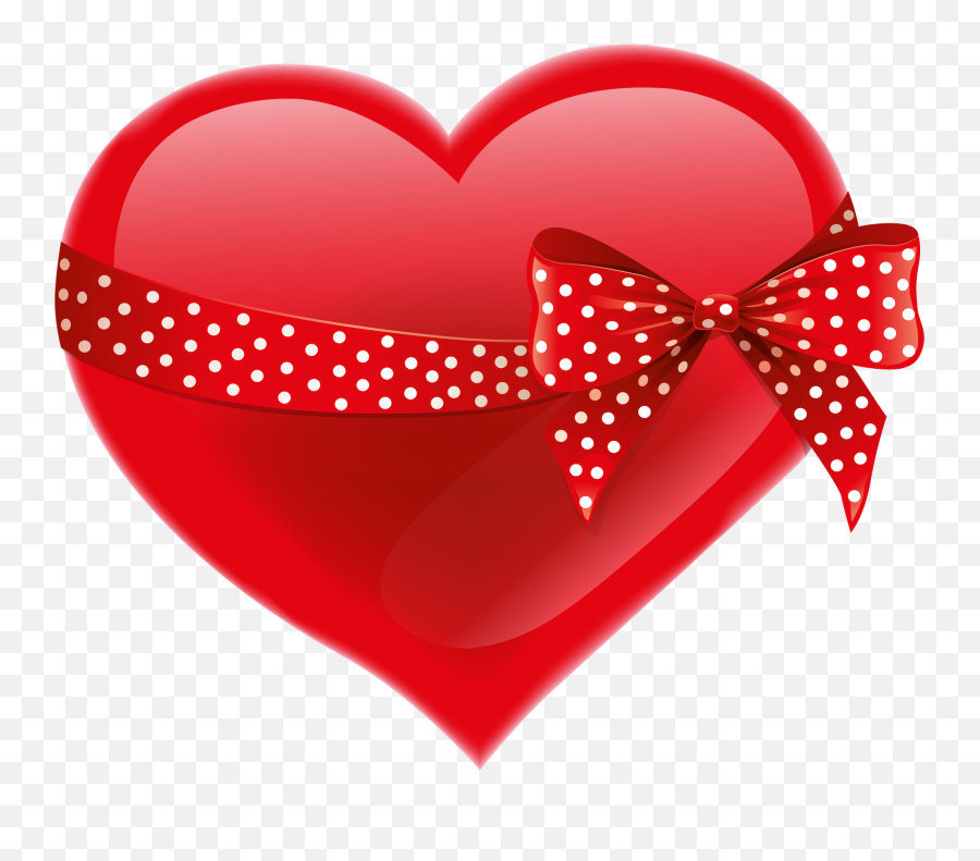 Beautiful Polka Dots Red Ribbon Heart Clipart - Free Clipart Emoji,Red Ribbon Clipart