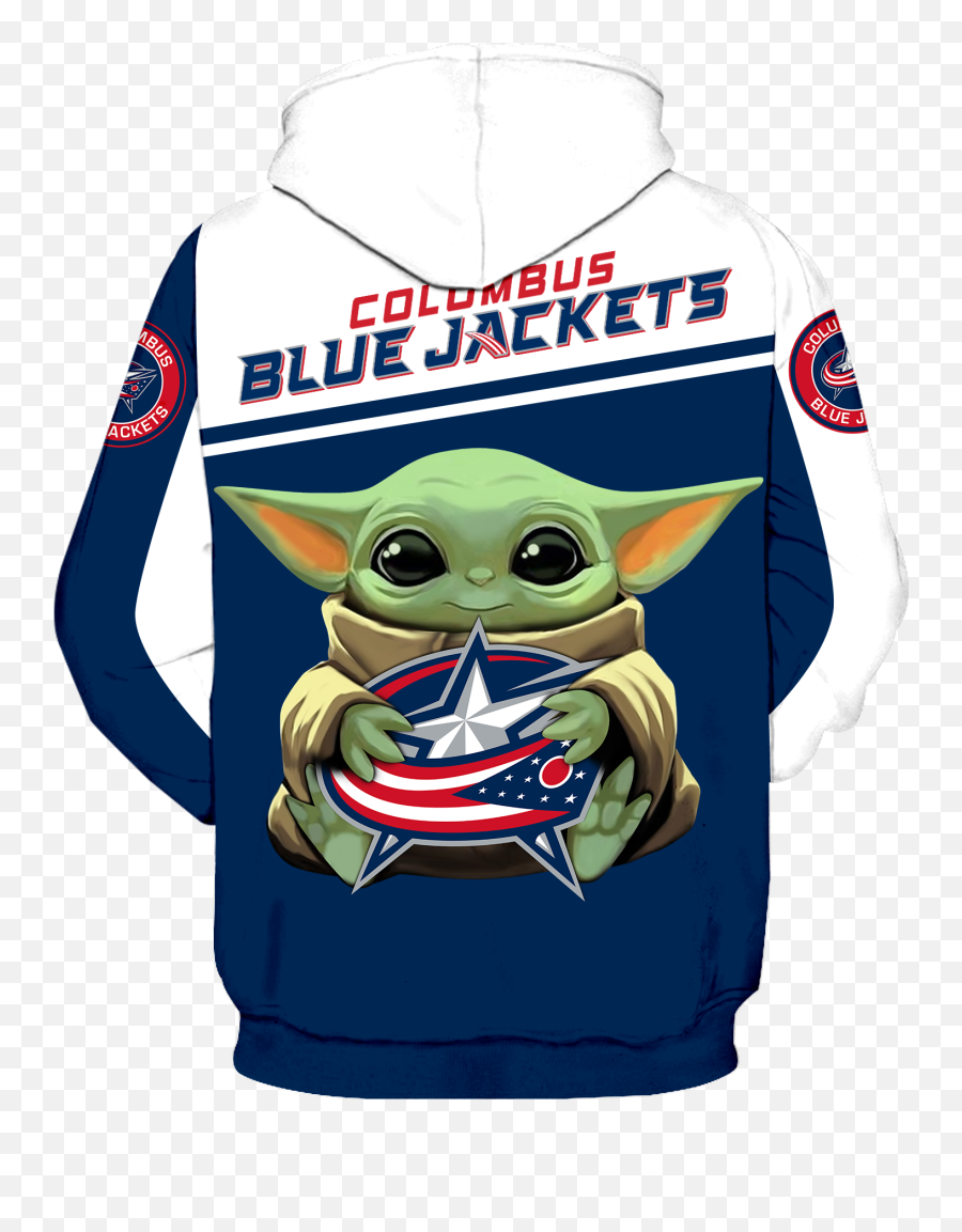 Columbus Blue Jackets Baby Yoda New Full All Over Print K1379 - Yoda Emoji,Columbus Blue Jackets Logo