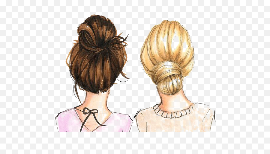 Blonde And Brunette Best Friend Drawing - Brunette And Blonde Best Friends Drawing Emoji,Best Friends Clipart