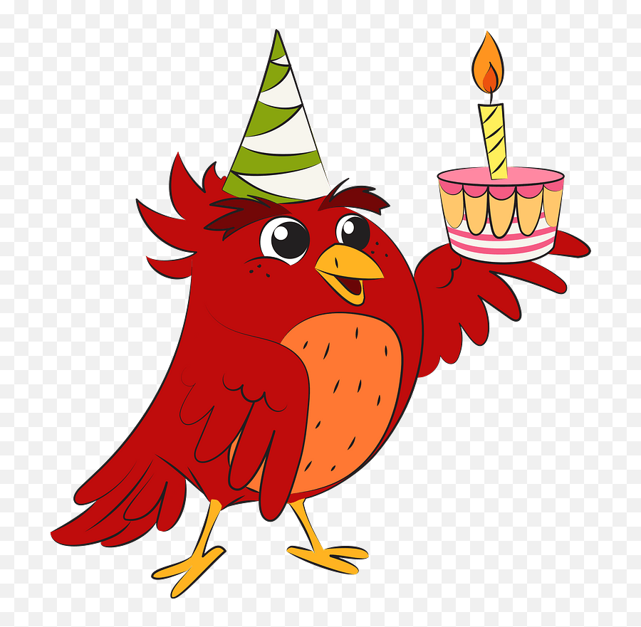 Birds Birthday Clipart - Bird With Cake Clipart Emoji,Birthday Clipart