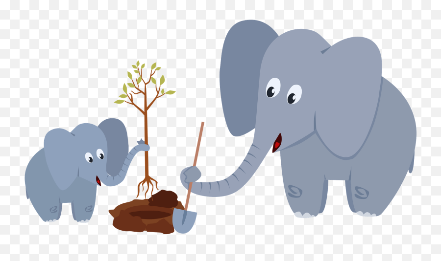 Elephants Planting A Tree Clipart Free Download Transparent - Elephant Pkanting The Tree Emoji,Elephants Clipart