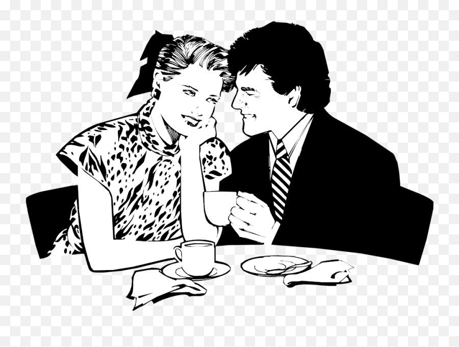 Dinner Clipart Couple Dinner - Sarcastic Good Morning Black And White Couples Having Dinner Emoji,Dinner Clipart