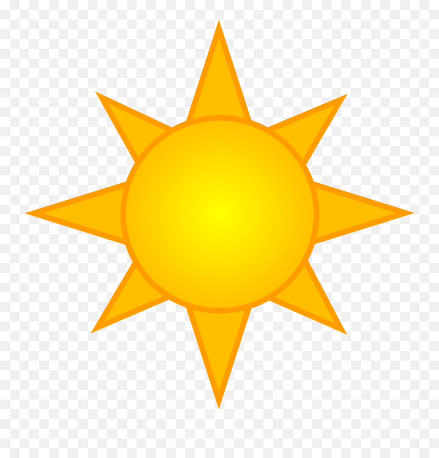 Bright Yellow Sun Symbol - Clip Art Royalty Free Sun Emoji,Sun Clipart
