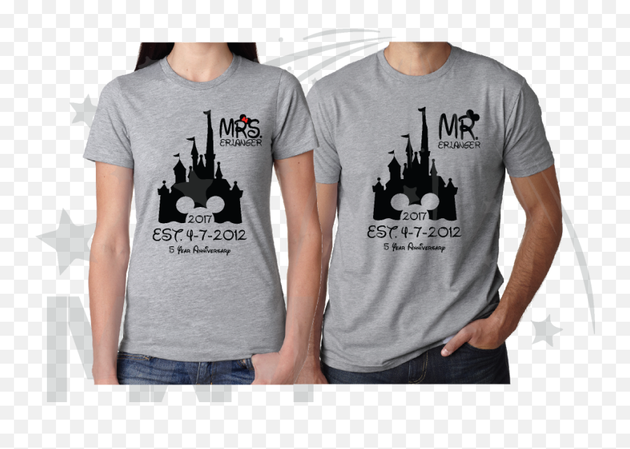 Download Hd Mr Mrs Last Name Cinderella Castle Mickey Mouse - Gray Tshirt Emoji,Mickey Head Png