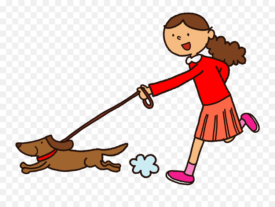 Dog Girl Strolling Clipart - Walk The Dog Cartoon Png Walk The Dog Cartoon Png Emoji,Woman Walking Clipart