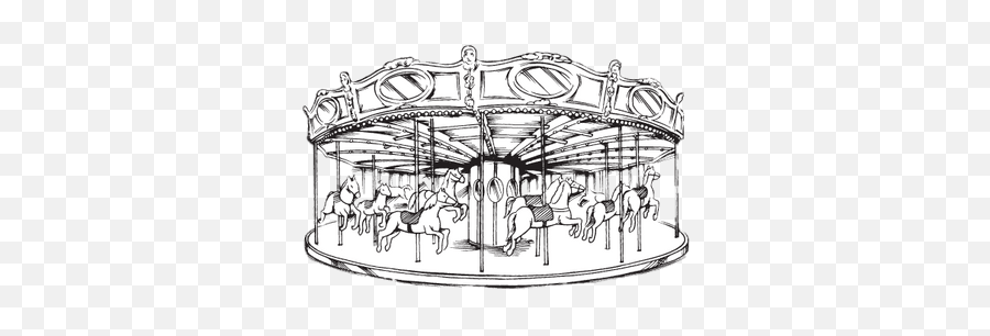 Merry Go Round Black And White Drawing Emoji,Amusement Park Clipart Black And White