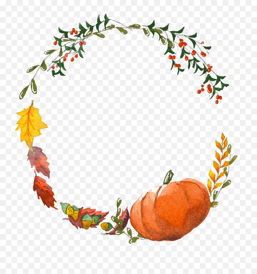 Wreath Border Frame - Free Image On Pixabay Emoji,Watercolor Pumpkin Clipart