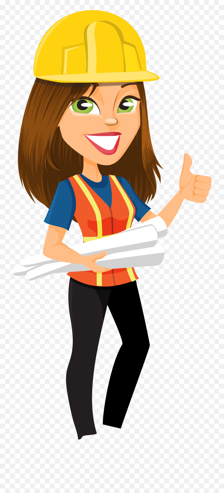 Women In Engineering Clip Art - Female Construction Worker Cartoon Engineer Woman Png Emoji,Construction Worker Clipart