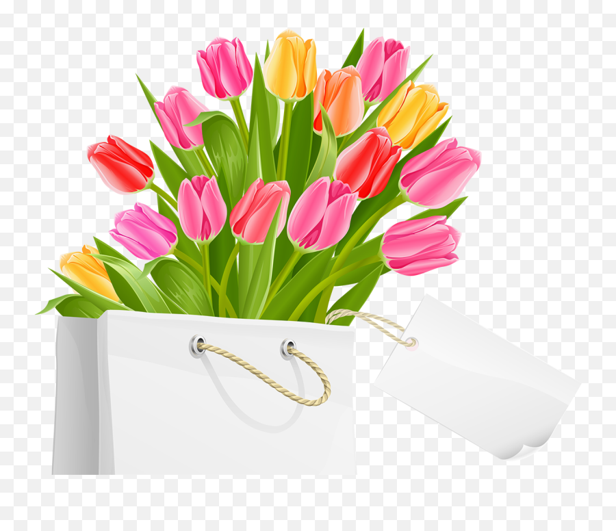 Download Spring Bag With Tulips Png Clipart Picture Tulip - Transparent Background Transparent Happy Womens Day Emoji,Tulip Clipart