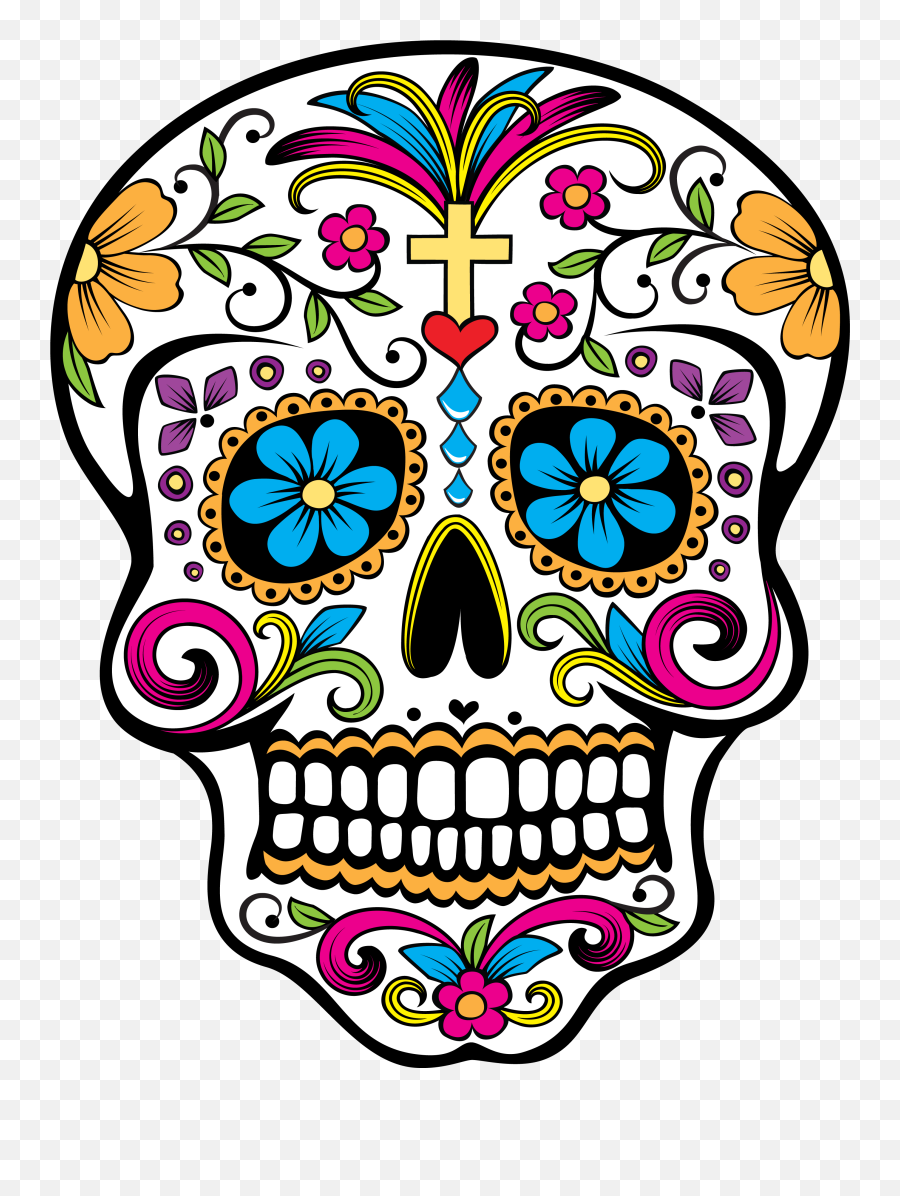 Sugar Skull Tile Coaster Clipart - Transparent Dia De Los Muertos Skull Png Emoji,Sugar Skull Clipart