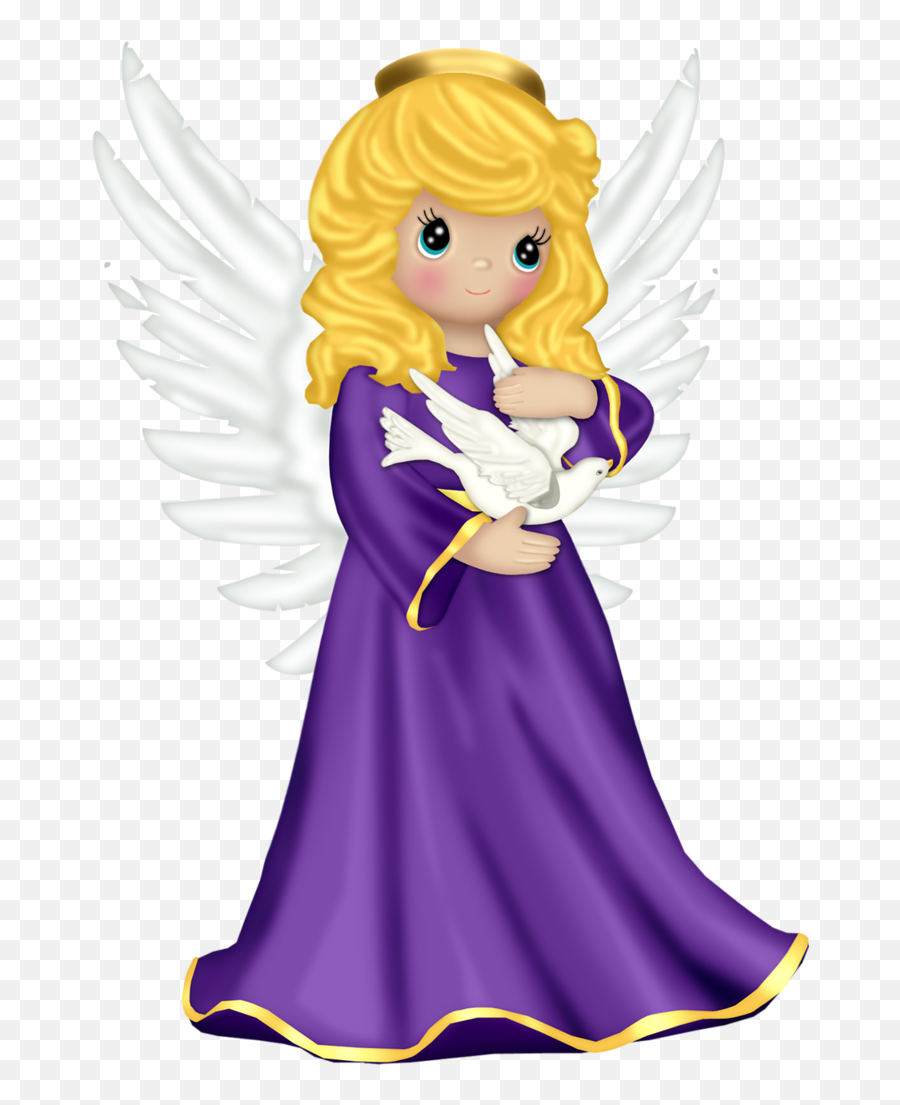 Cute Angel With Purple Robe And Dove Free Png Clipart - Purple Angel Dementia Logo Emoji,Christmas Christian Clipart