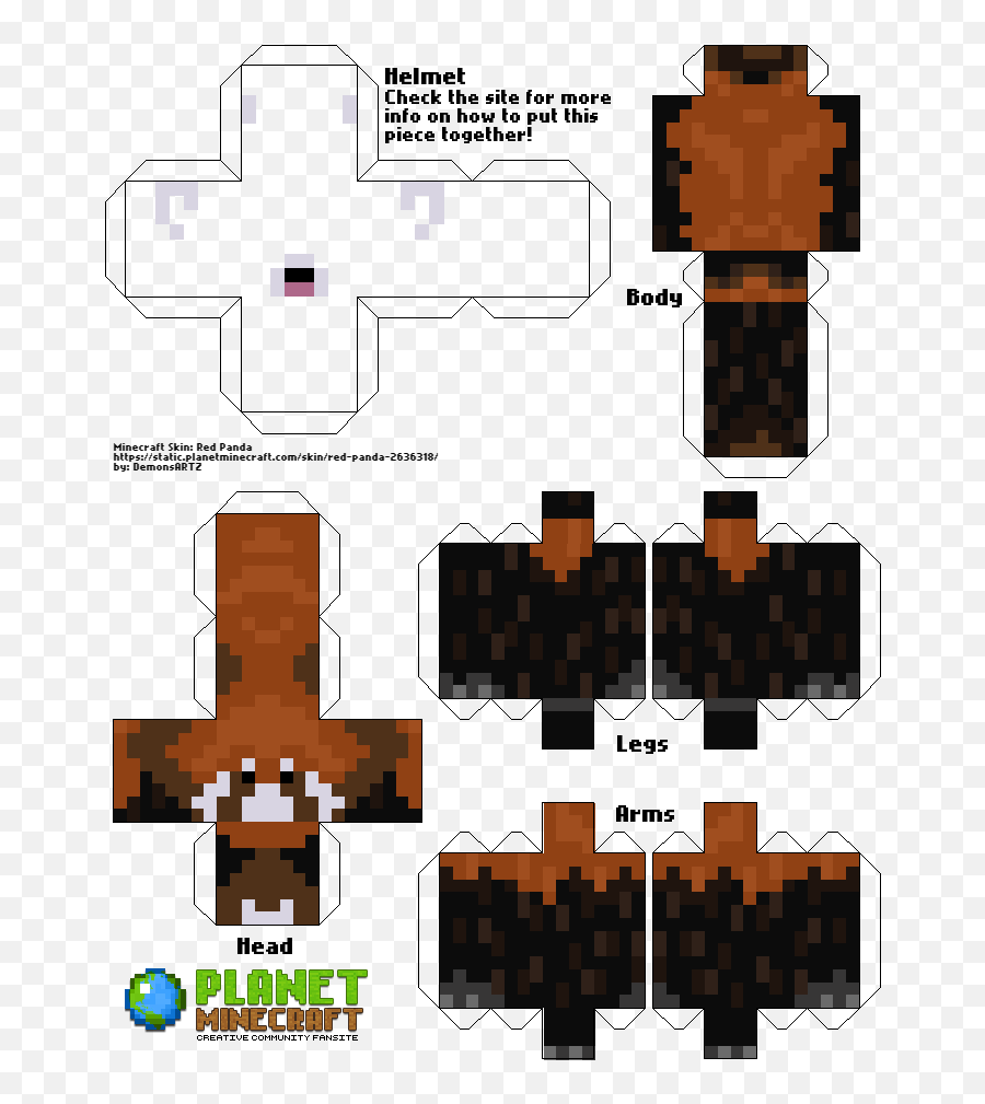 Download Hd Create Papercraft Of Red Panda Minecraft Skin Emoji,Minecraft Helmet Png