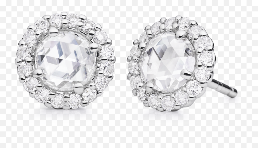 Rose Cut Diamond Stud Earring Emoji,Diamond Earring Png