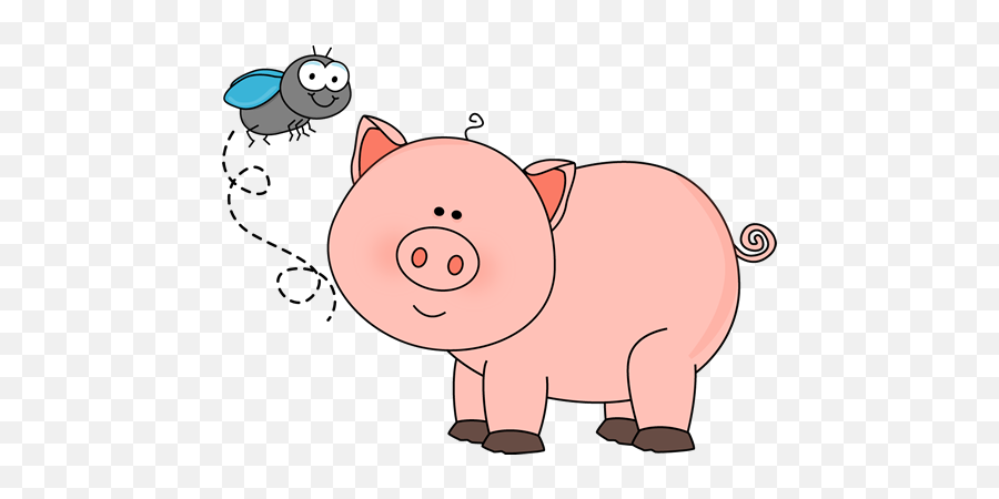 Fly And Pig Clip Art - Pig Farm Animal Clip Art Emoji,Pig Clipart