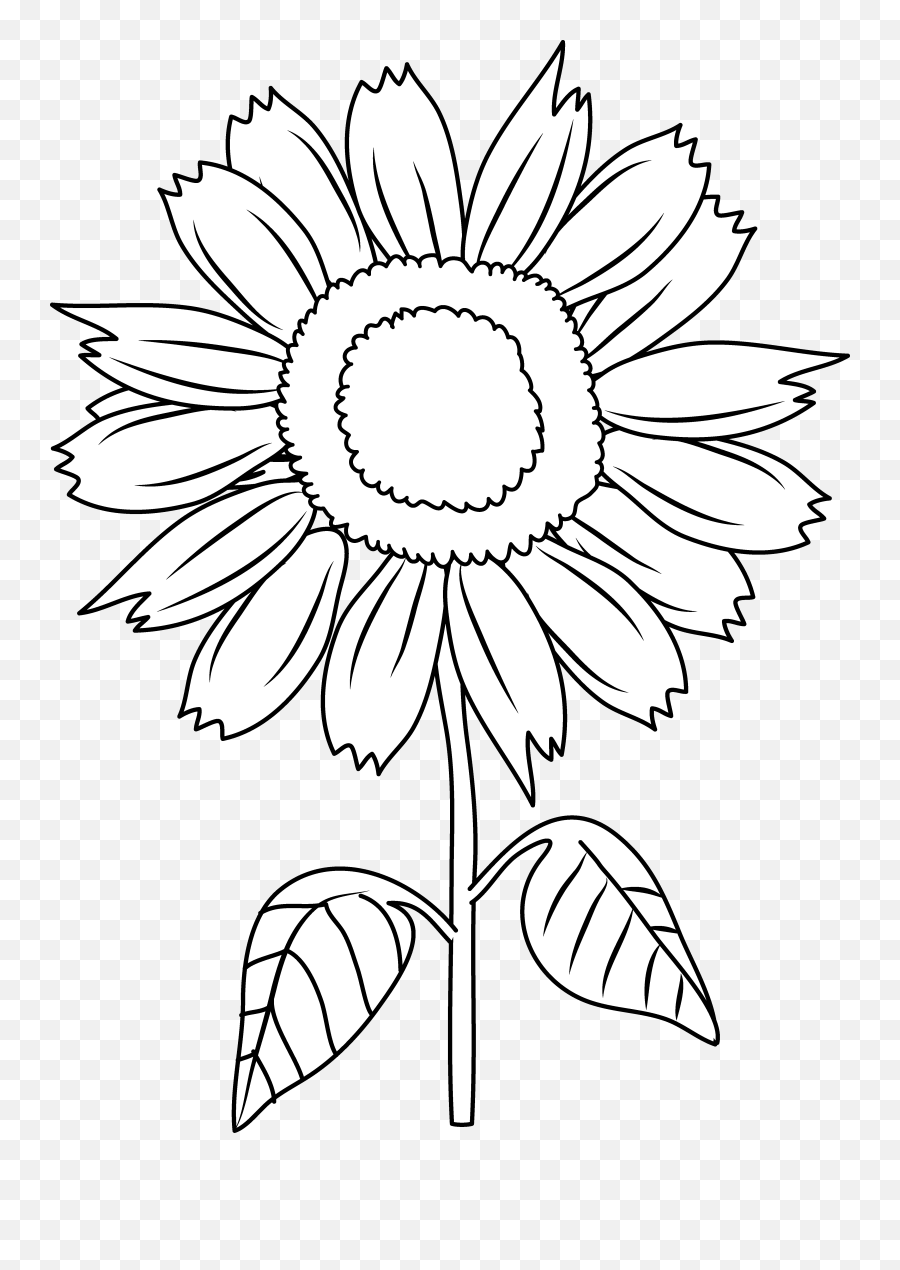 Sunflower Clipart 2 4 - Sunflower Clipart Black And White Emoji,Sunflower Clipart