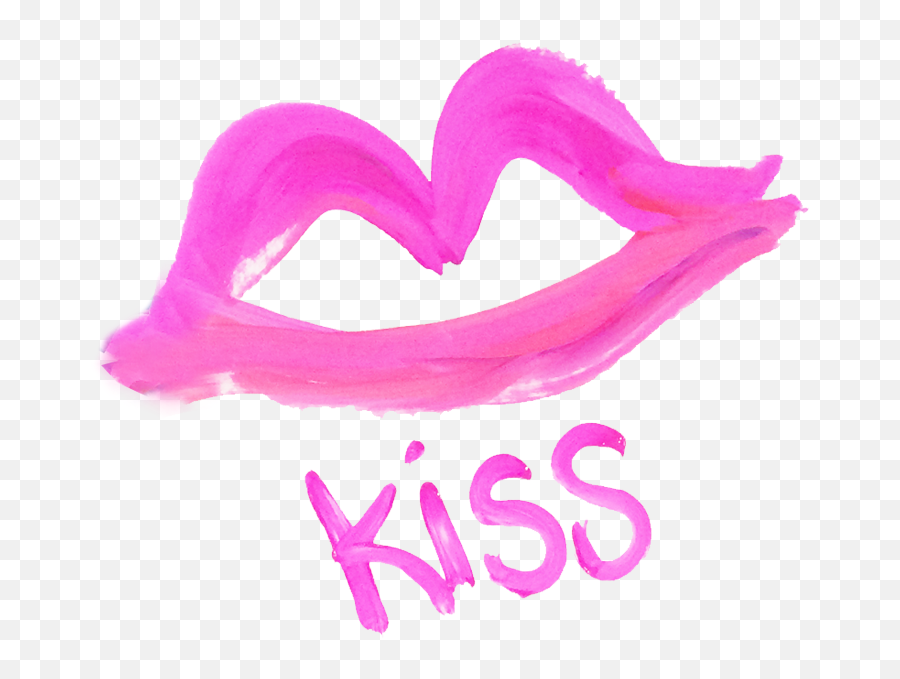 Download Outline Of Lips Impression With The Word Kiss - Kiss Word Png Emoji,Lipstick Kiss Png