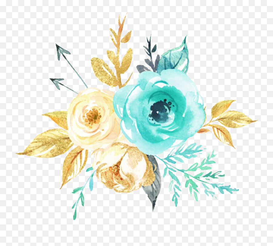 Teal Silver Watercolor Flower - 10 Free Hq Online Puzzle Teal Silver Watercolor Flower Emoji,Watercolor Floral Png
