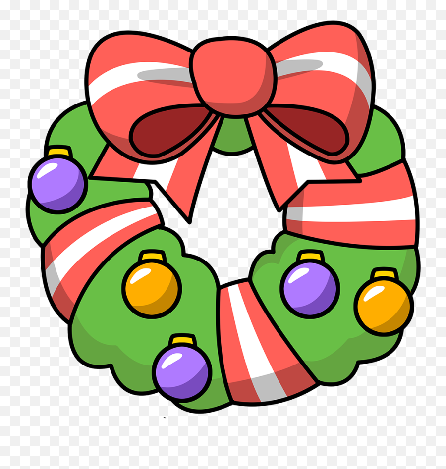 Wreath Clipart Christmas Garland Free - Christmas Clip Art Cartoon Png Emoji,Wreath Clipart