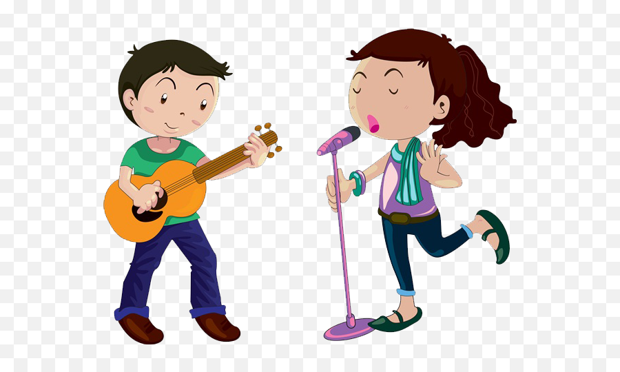 Microphone Cartoon Singing Female - Singing Children Png Children Sing Cartoon Png Emoji,Singing Clipart