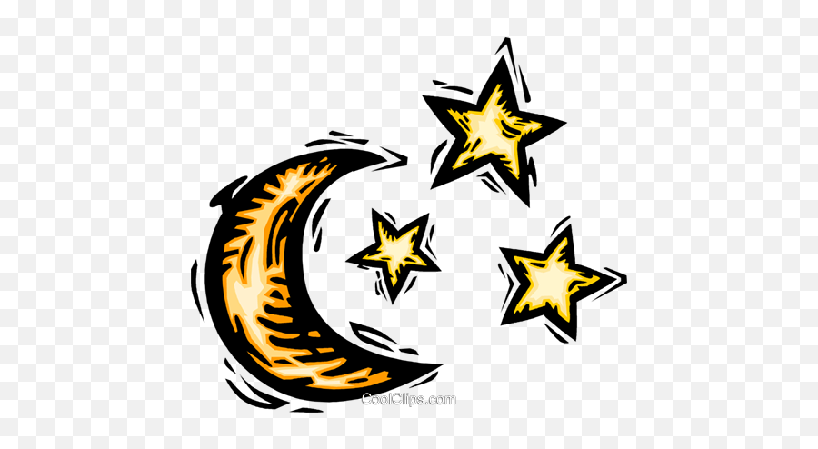Moon And Stars Royalty Free Vector Clip Art Illustration - Dot Emoji,Moon And Stars Clipart