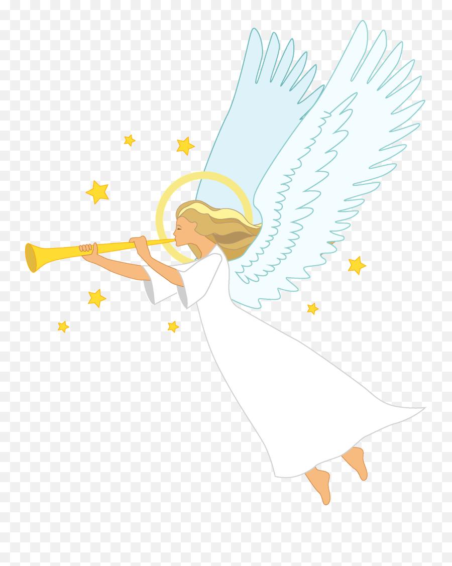 Trumpet Christmas Angel Silhouette - Angel With Trumpet Emoji,Trumpet Clipart