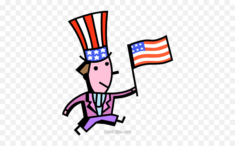 Uncle Sam With American Flag Royalty Free Vector Clip Art - Amerikaner Clipart Emoji,American Flag Clipart