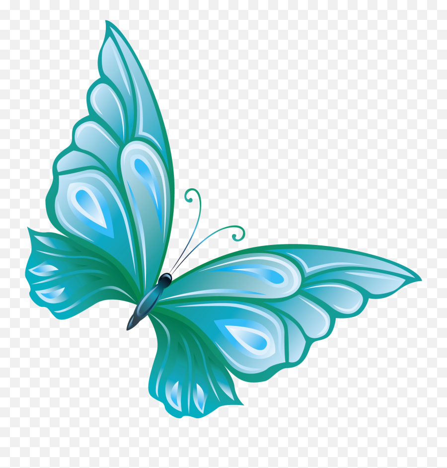 Light Blue Butterfly Panda - Transparent Background Butterfly Clipart Emoji,Butterfly Clipart