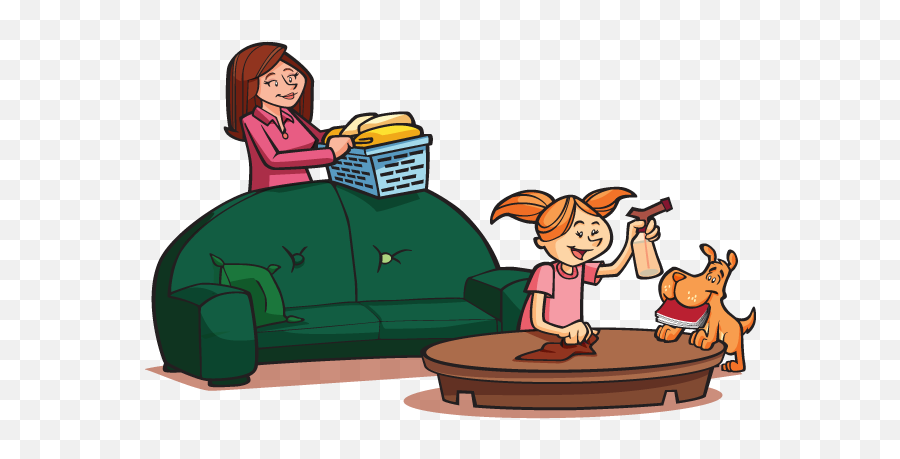 Doing Chores Cartoon Png Clipart - Family Doing Chores Png Emoji,Chores Clipart