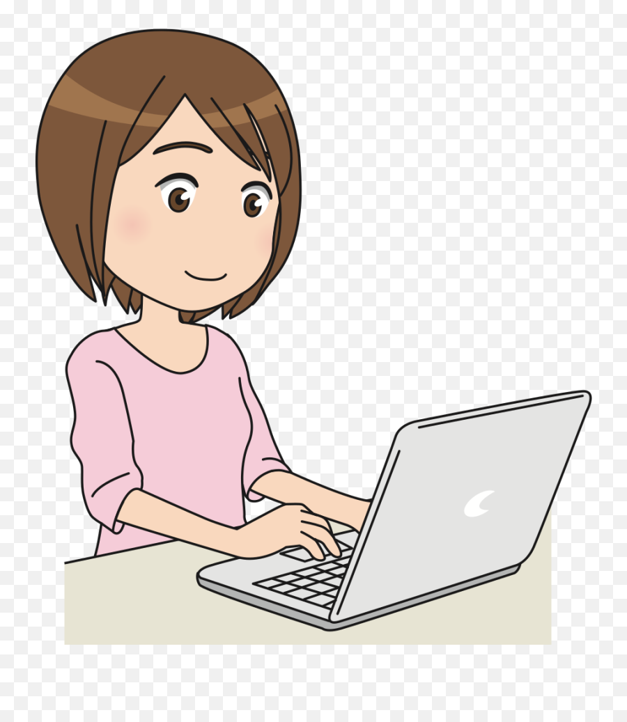 Download Hd Female Computer User - User Computer Transparent Cartoon Girl On Computer Png Emoji,Computer Transparent