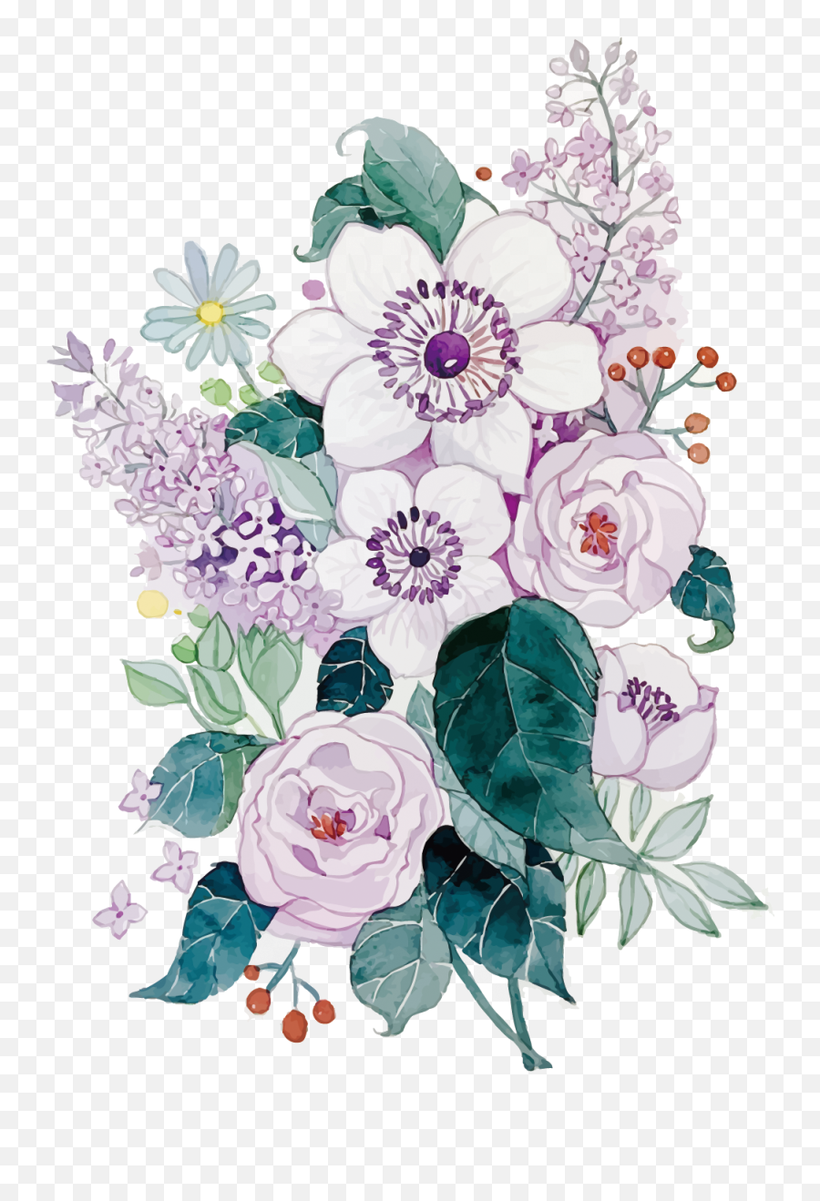 Download Hd Clipart Royalty Free Floral Design Flower - Flower Watercolor Purple Vector Emoji,Watercolor Floral Png