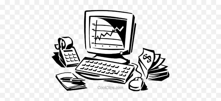 Stock Market On His Computer Screen Royalty Free Vector Clip - Office Equipment Emoji,Market Clipart
