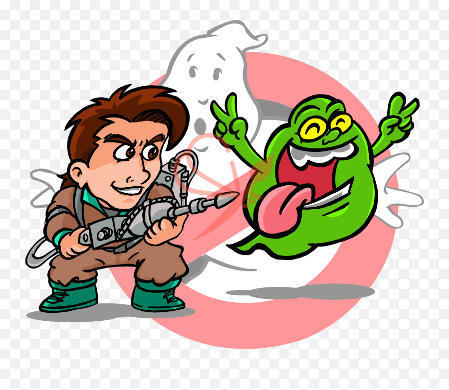 Parodia Cazafantasmas Peter Venkman Y Slimer - Ghostbusters Cazafantasmas Pop Vector Emoji,Ghostbusters 2 Logo