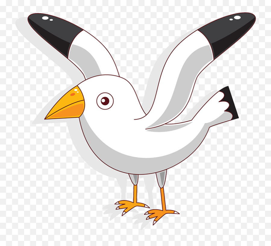 Bird Transparent Background Cartoon Bird Png - Seagull Clipart Png Emoji,Bird Transparent Background