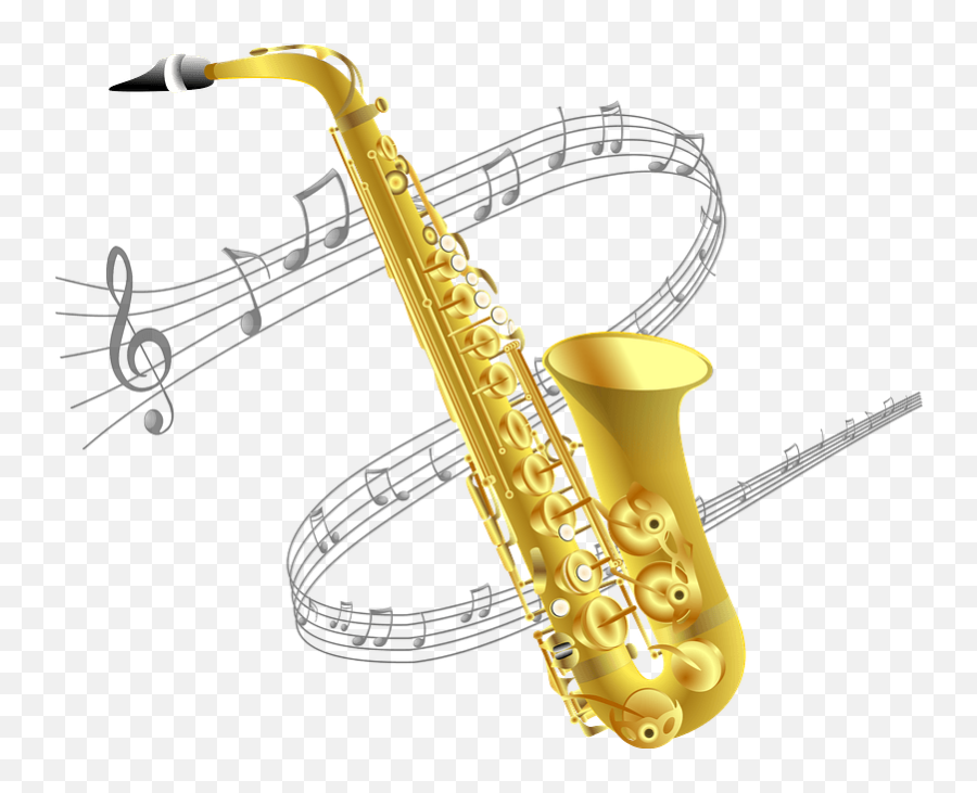 Saxophone And Music Staff Clipart Emoji,Sax Clipart