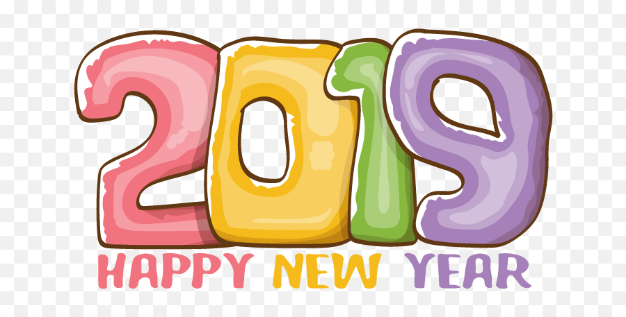 2019 Happy New Year Number Vector - Happy New Year 2019 Vector Free Download Emoji,Happy New Year 2019 Png