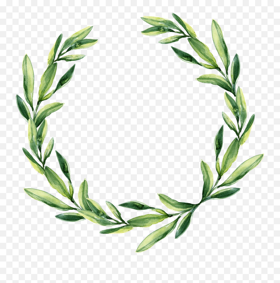 Download Leaf Garland Gift Wreath Watercolor Green Wedding - Transparent Background Leaf Wreath Clipart Emoji,Watercolor Png