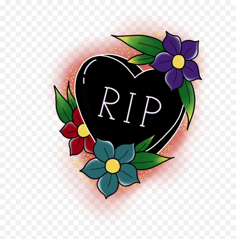 R I P Tattoo Style Illustration Candy Heart With A Clipart - Girly Emoji,Candy Heart Clipart