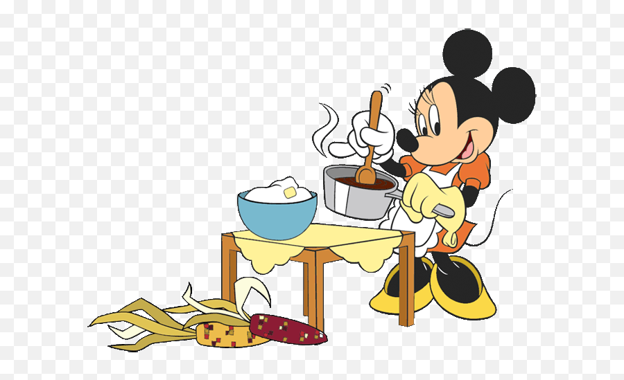 Clipart Minnie Mouse Cooking - Novocomtop Clipart Mickey Mouse Cooking Emoji,Cookbook Clipart