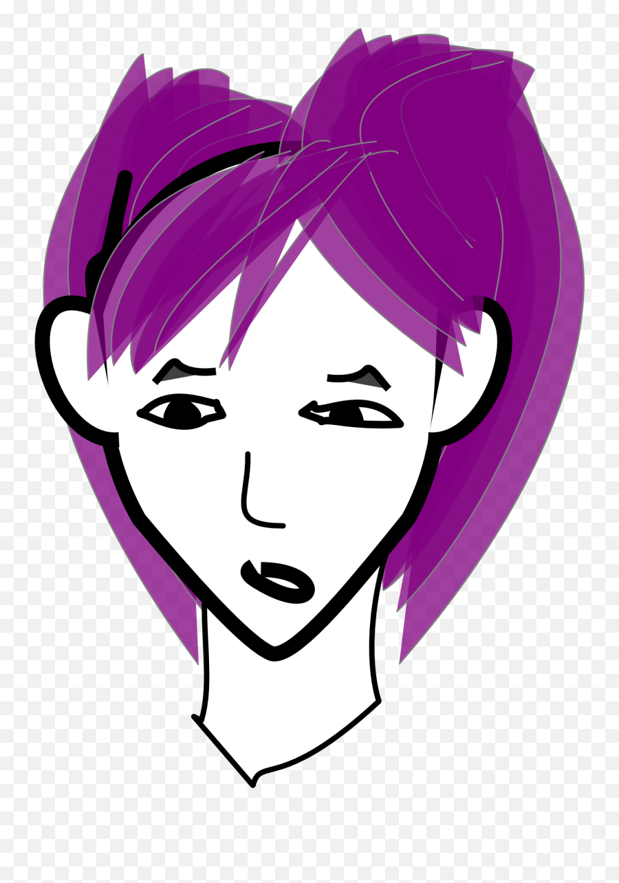 Punk Woman With The Violet Hair Clipart - Clip Art Emoji,Hair Clipart
