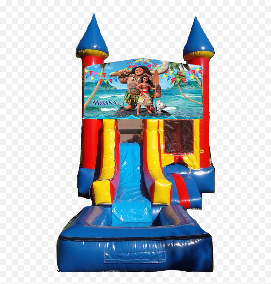 Water Slide Castle Combo Front Jumper U2013 Moana U2013 200day - Water Slide Emoji,Moana Png
