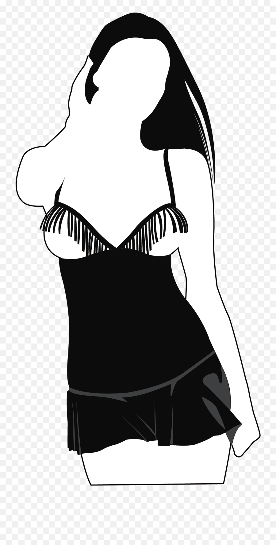 Woman Silhouette Black And White Illustration - Cartoon Emoji,Bra Clipart