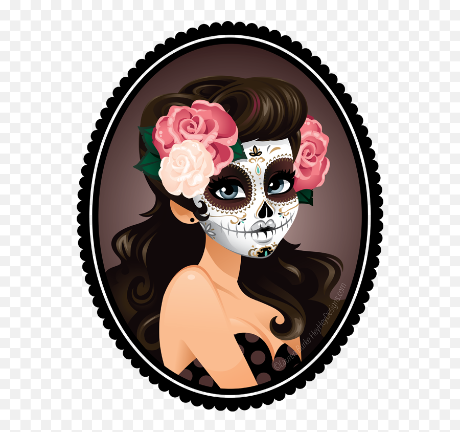 Clipart Skeleton Girly Skull Picture - Sugar Skull Pin Up Girl Emoji,Sugar Skull Clipart