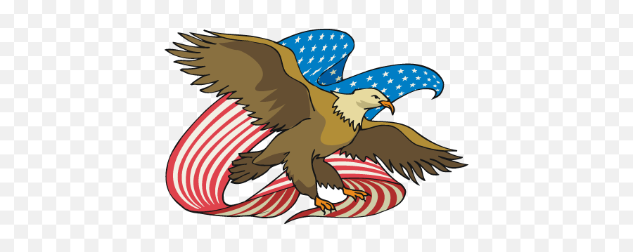 Free American Eagle In Front Of Usa Flag Clip Art Image From - American Eagle Clipart Emoji,American Flag Clipart