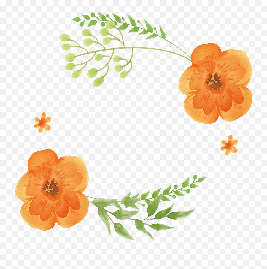 Flower Watercolor Png Pictures Free Download - Free Transparent Orange Flowers Clipart Emoji,Png Files