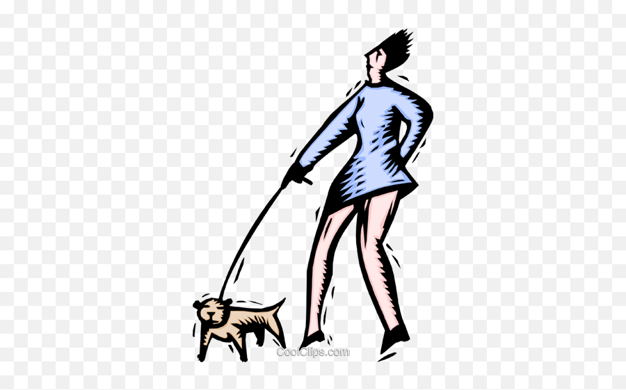 Vector Art Woman Walking Dog - Dog Leash Emoji,Woman Walking Clipart