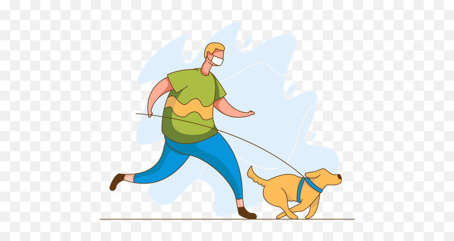 Best Premium Man Running With The Dog Wearing A Mask Emoji,Running Dog Clipart