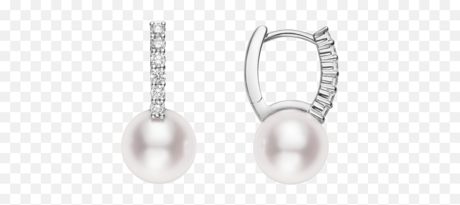 Classic Elegance Akoya Pearl U0026 Diamond Earrings Emoji,Diamond Earring Png